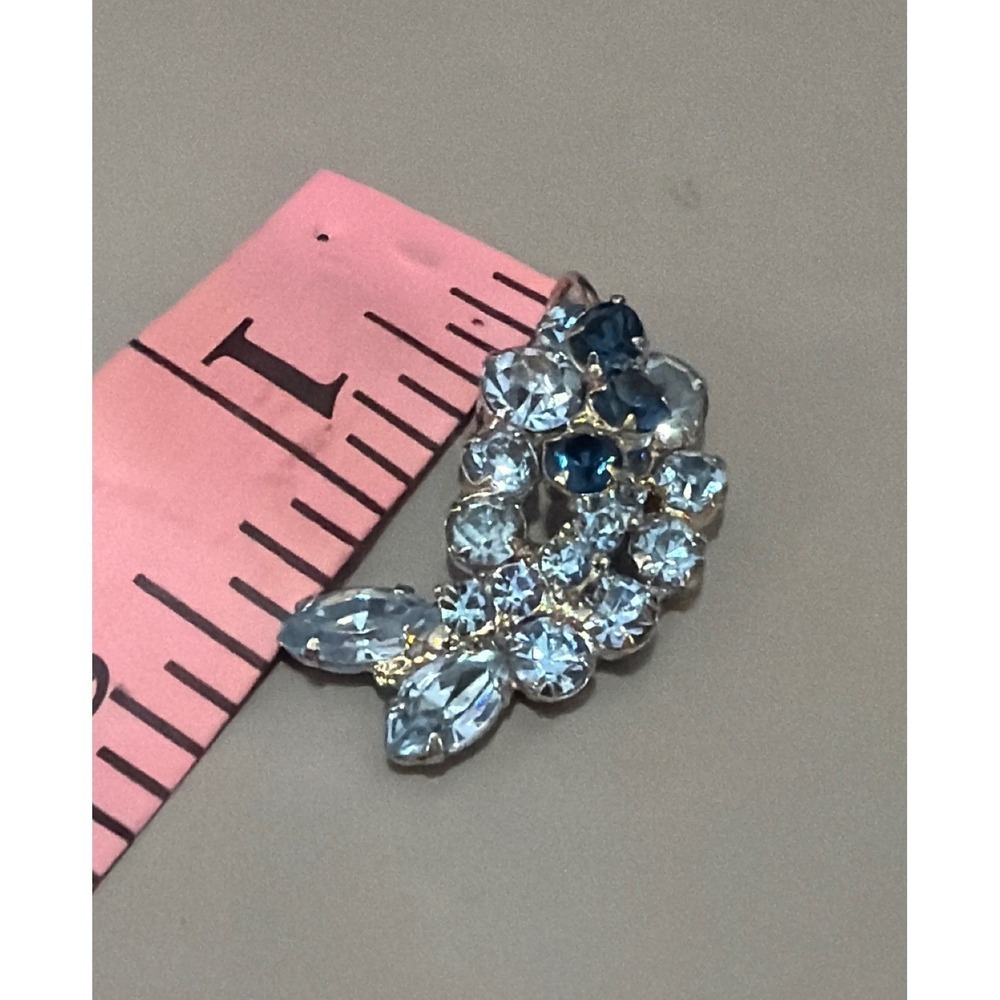 Blue Rhinestone Pendant Women Blue Silver Tone Vintage Cluster Marquise - Picture 8 of 8
